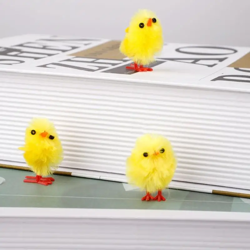 77JB 36PCS Śliczna symulacja mini wielkanocne pisklęta puszysty puszysty żółty kurczak na wielkanocne polowanie na jajka