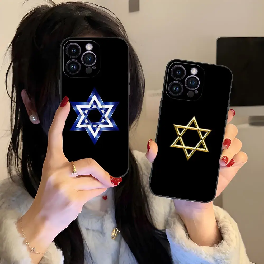 اليهودية ديفيد ستار قضية الهاتف الخليوي المحمول آيفون 17 16 15 14 13 12 11 X XR XS 8 7 برو ماكس زائد غطاء ملون صغير جميل