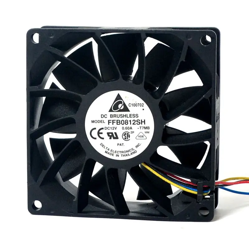 Original for delta FFB0812SH 80*80*25mm 12V 0.60A 4-wire pwm 67cfm high volume booster cooling fan