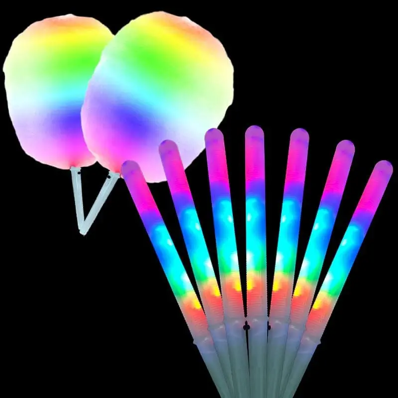 

50 Pcs LED cotton candy cones,Glowing cotton candy sticks，Cotton candy holder reusable and waterproof, suitable for party