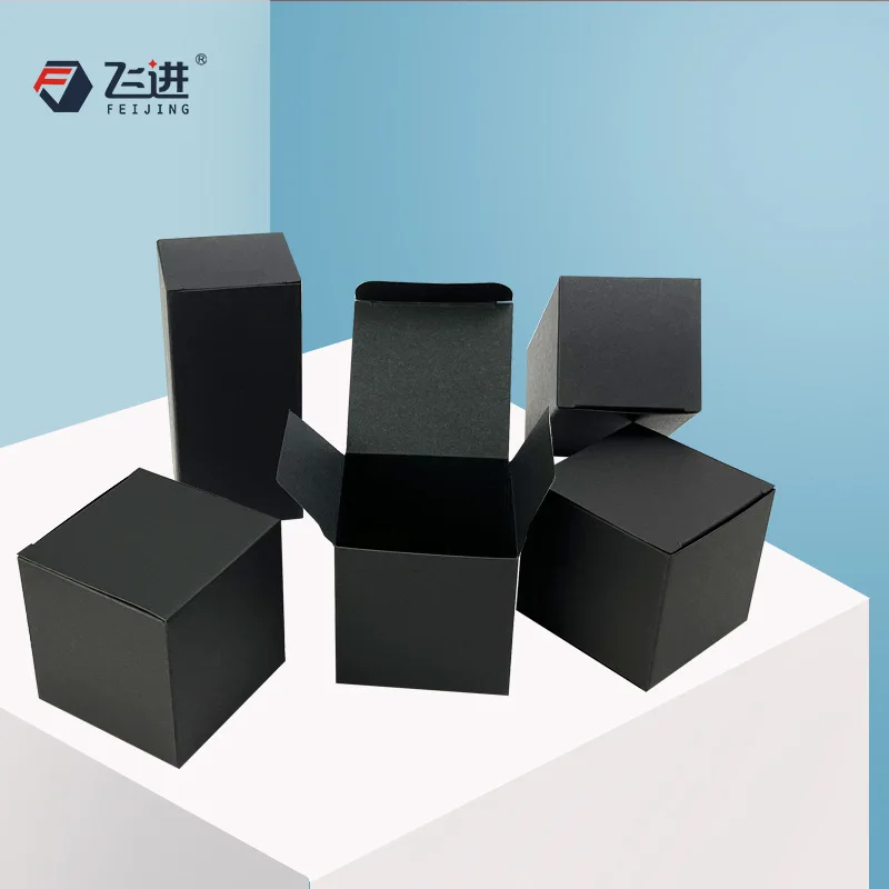 Custom. In-stock Square Black Blank Paper Box Kraft Paper Printing Color Packaging with Red Blind Box
