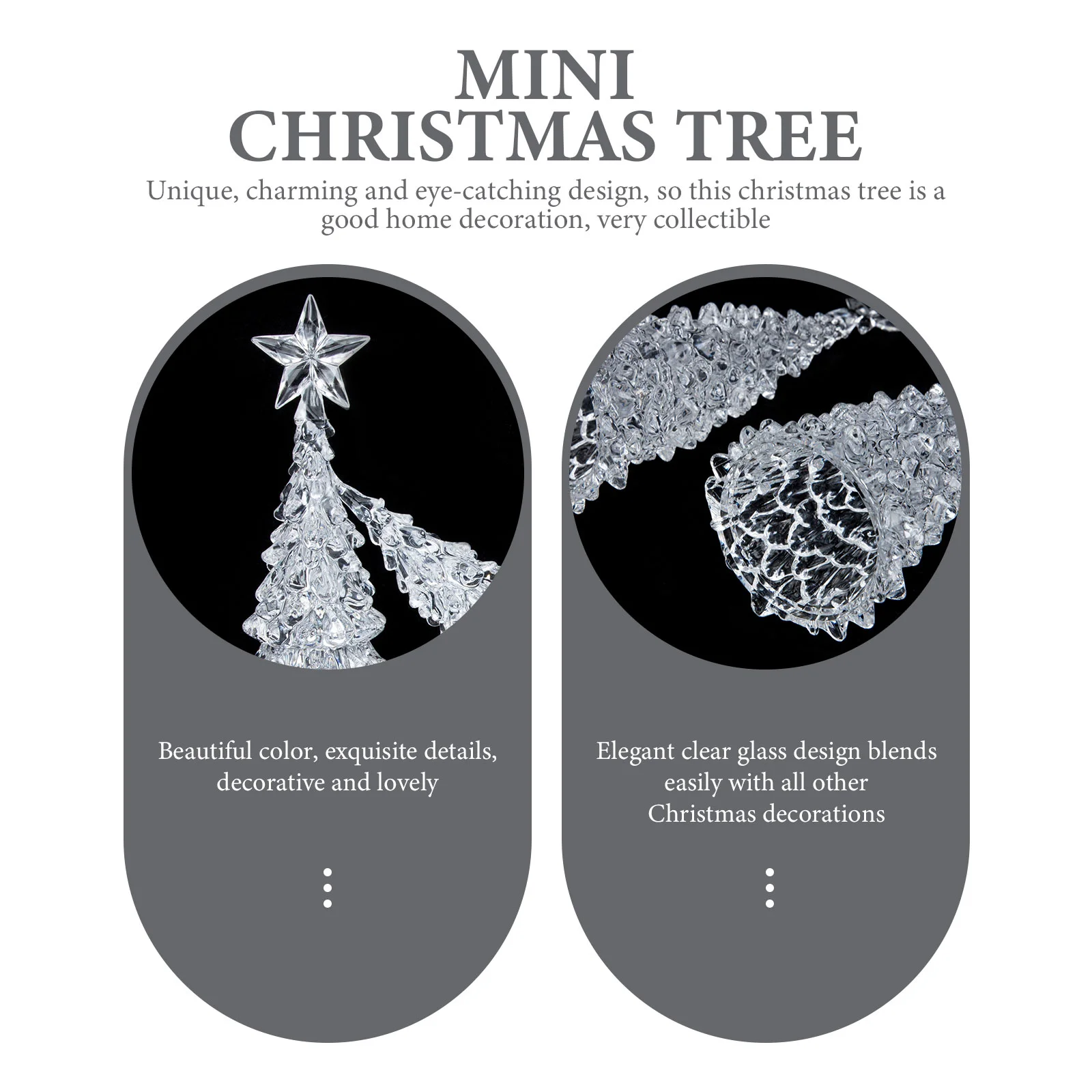2 Pcs Crystal Christmas Tree Xmas Decor Desktop Night Light Decorate Exquisite Compact Acrylic Adornment