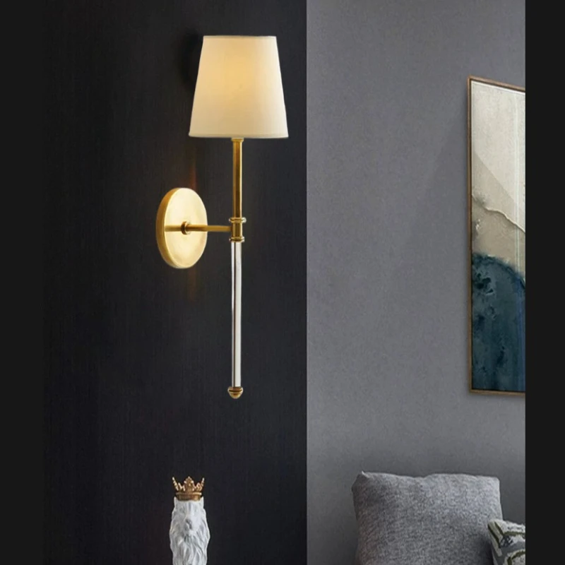 

LED Crystal Wall Lamp Bedroom Bedside Lamp Creative All-copper Living Room Background Wall Staircase Aisle Bathroom Mirror Lamp