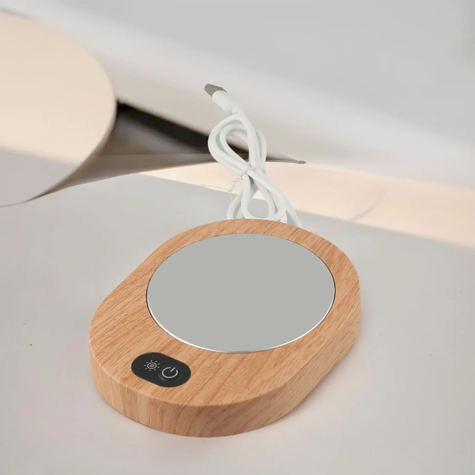

Coffee Cup Warmer 15.7*12.5*3.5cm Electric Coffee Heater 55-65 C Constant Temperature Rustic Wood Grain Design