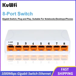 KuWFi Gigabit Switch Ethernet 1000Mbps High Performance RJ45 Hub Internet Splitter Network Switch Ethernet Smart Switch