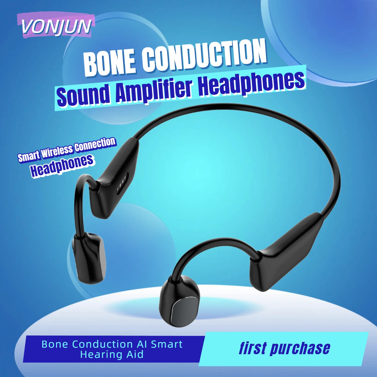 Bone Conduction Sound Amplifier Headphones AI Smart Hearing Aid Wireless Headset IP65 Waterproof