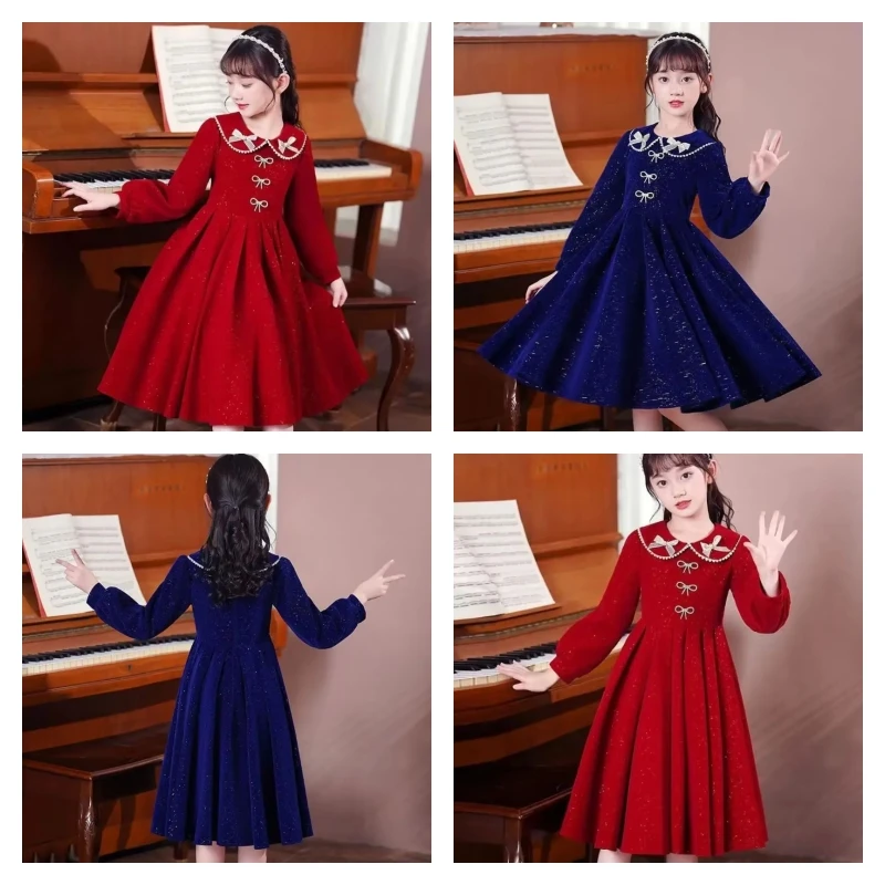 

Популярное кавайное модное платье для девочек, студенческое весенне-осеннее повседневное платье принцессы с длинными рукавами и лацканами с героями мультфильмов, детская одежда