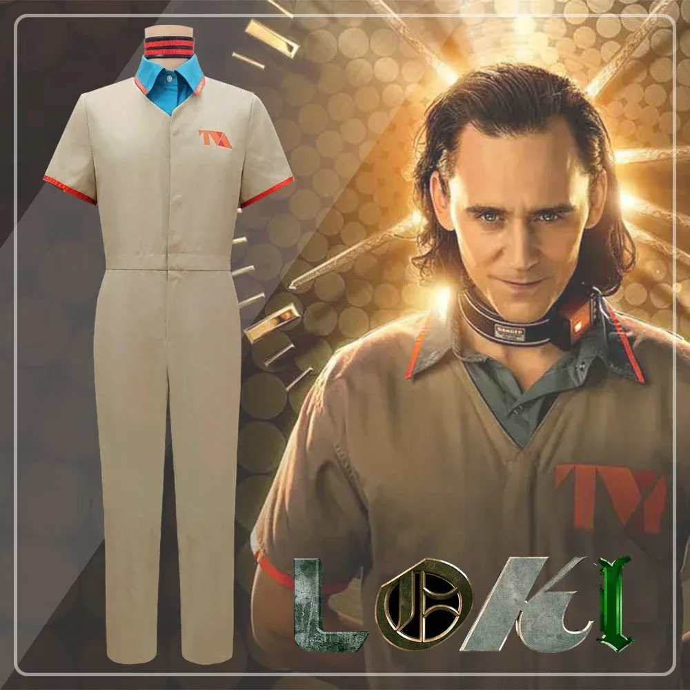 

Movie Loki Prison Uniform Short Sleeve Jumpsuit Cosplay Costume Halloween Masquerade Carnival Party Outfits for Women and Men