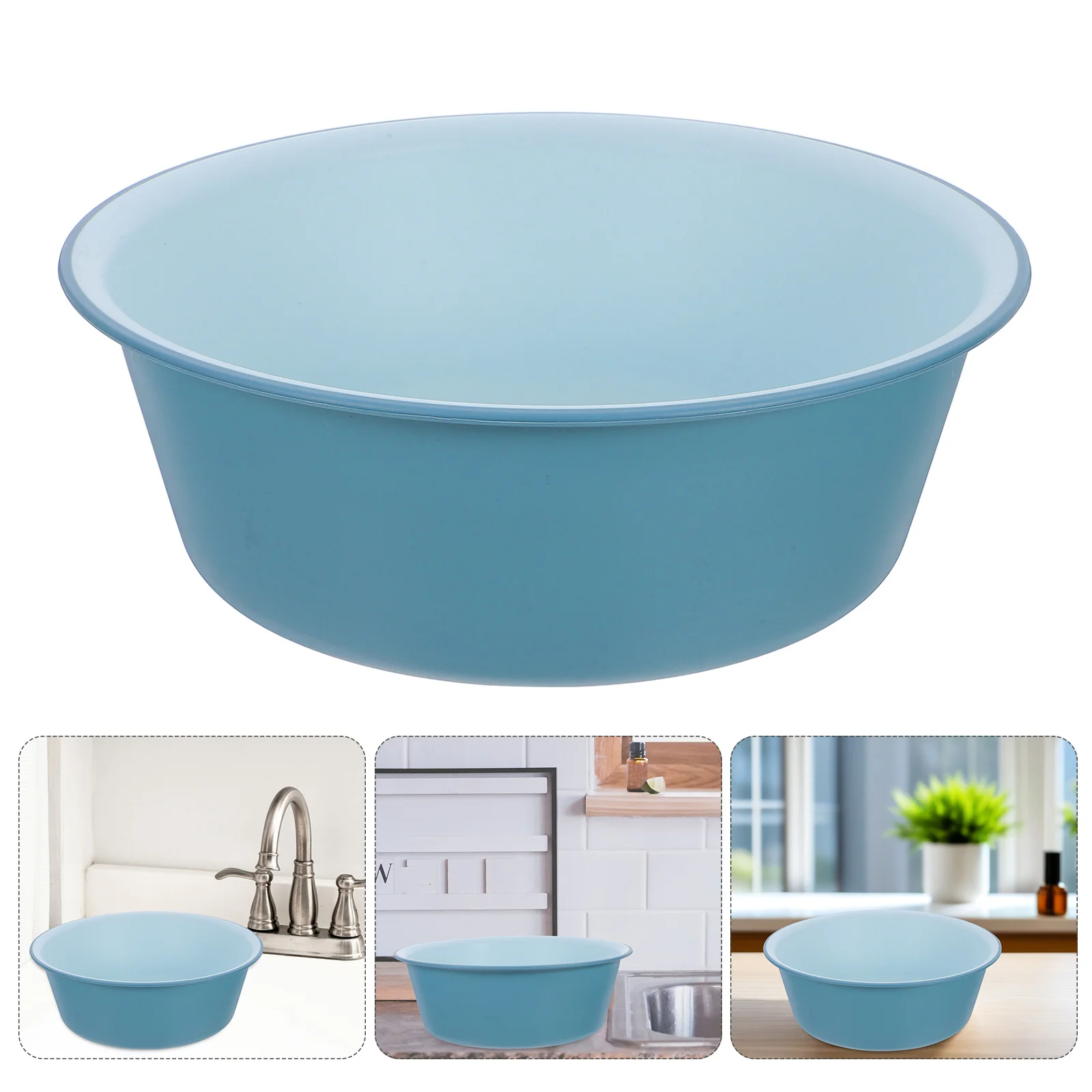 

Dual Color Plastic Wash Basin Blue White Round Portable Bathroom Face Foot Wash Bowl Laundry Tub Dishpan Round Basin