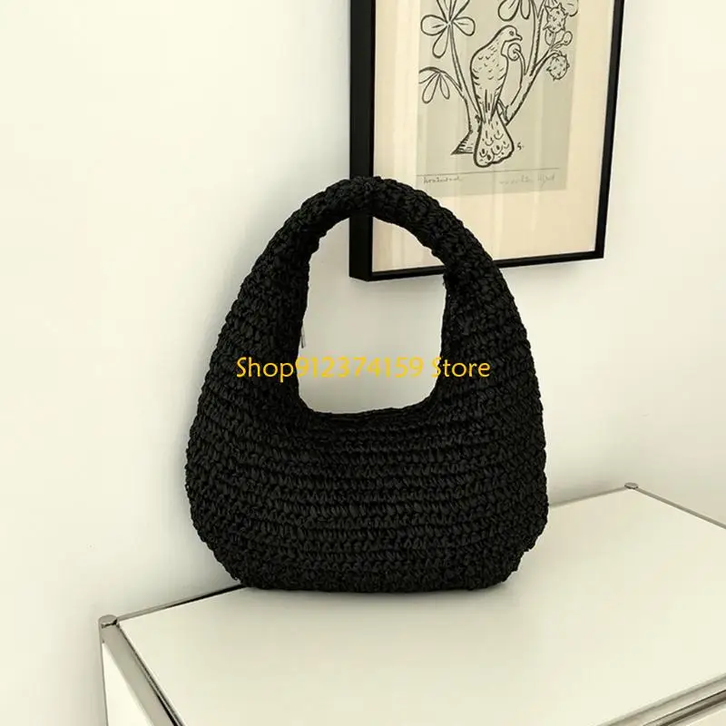 

G5AE Lightweight Natural Straw Handbag Beach Woven Top Handle Bag for Everyday Use