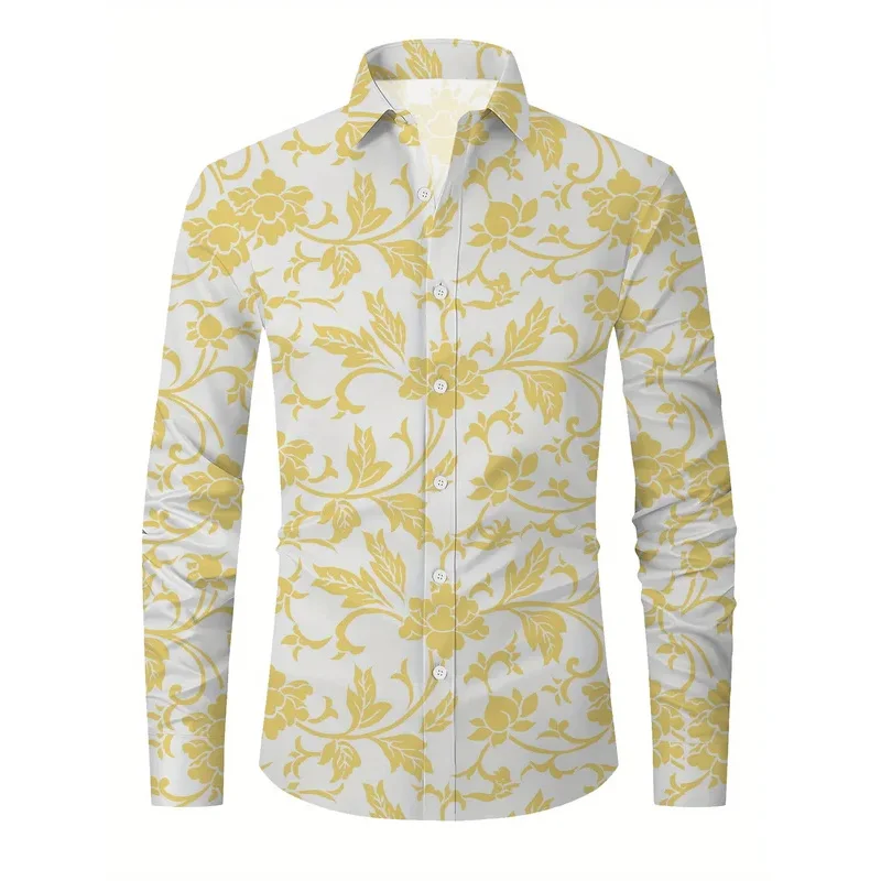 

Fashion multicolour flower Pattern 3D Print Men's Long Sleeve Shirts Autumn Casual Button Down Shirts for Men Top Male Clothing