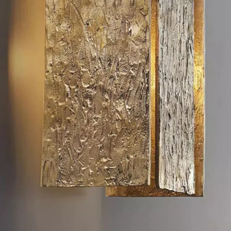Bark Textured Copper Wall Lamp Minimalist Modern Living Room Tv Wall Creative Designer Staircase Hallway Lighting Fixtures