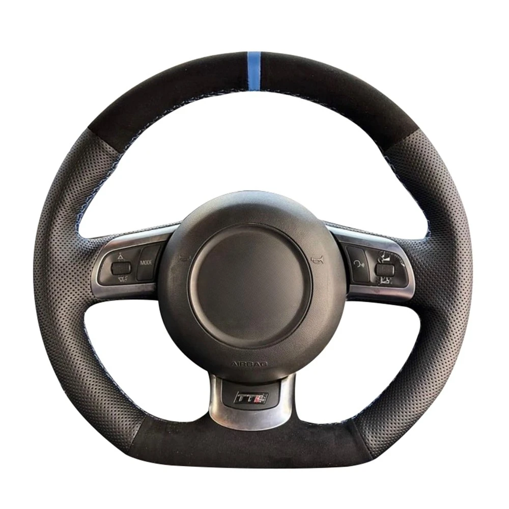 Braid Car Steering Wheel Cover Anti-Slip Suede For Audi TT TTS (8J) A3 S3 (8P) Sportback 2006-2014 R8 (42) Car Accessories