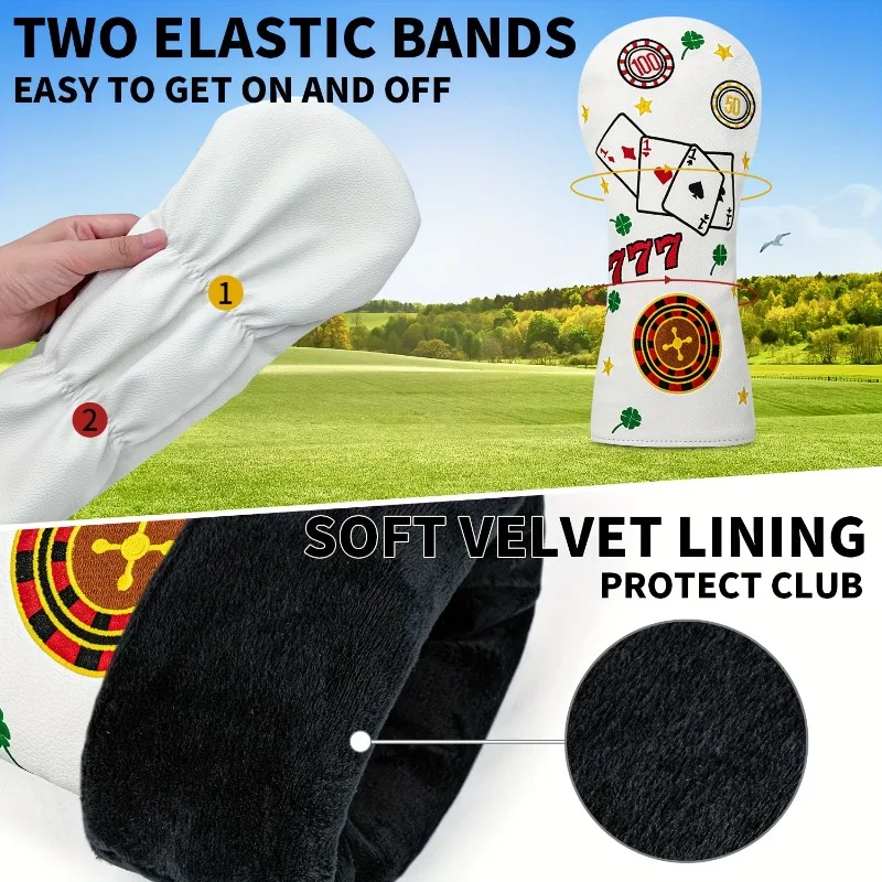 777 Poker Theme Golf Club Head Cover - Durable Protective Cover, Golf Accessories, Dustproof and Durable, Protective Cover image 6