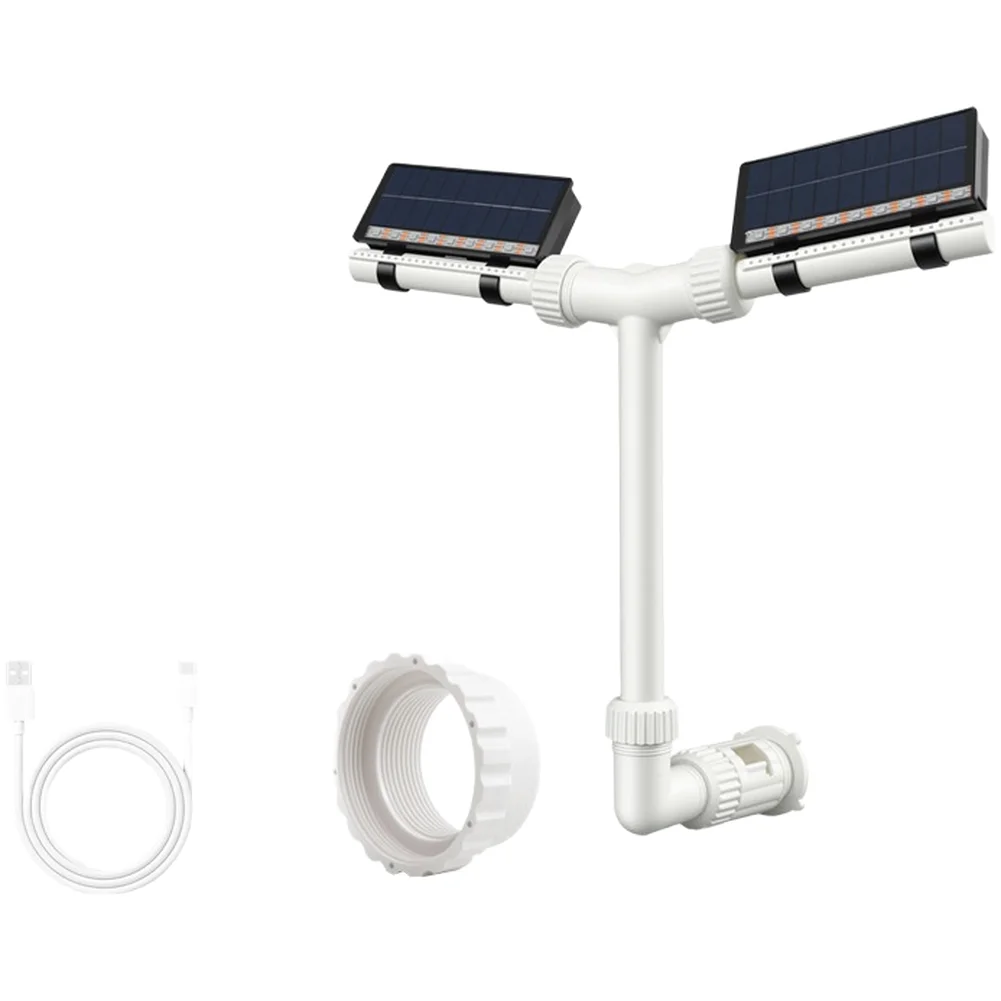 Solar Fountain for Pools Dual Head Spray System RGB LED Lighting 11 Color Options 6 Effects Remote App Operation