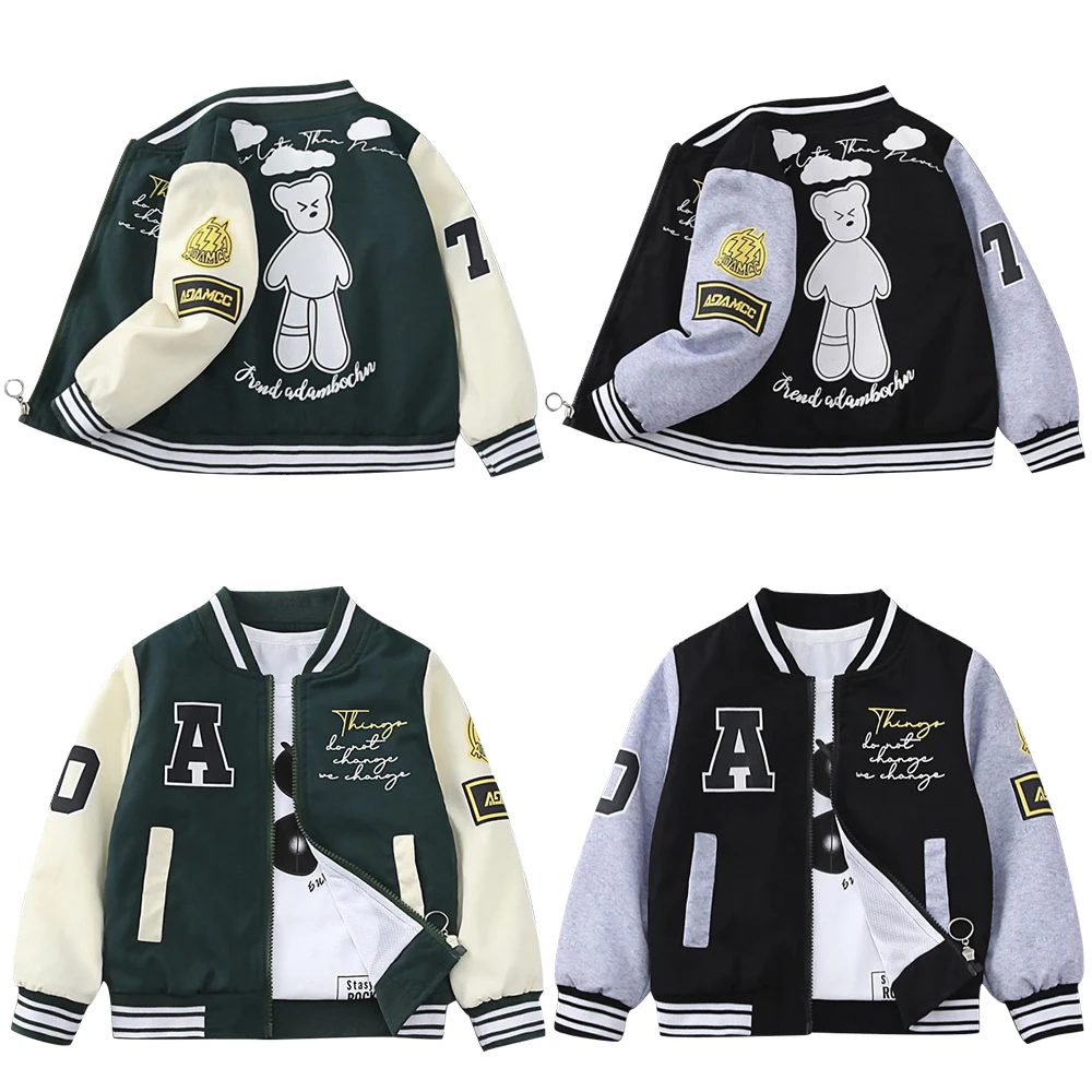 Autumn Jacket For Boys Baseball Uniform Coat Boys Fashion Children Clothing Baby Toddler Girls Clothes Outerwear Cartoon Jackets