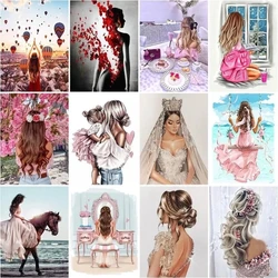 CHENISTORY Diamond Mosaic Girl Full Round /Square Diamond Painting Cross Stitch Kit Diamond Embroidery New Arrival 40*50cm