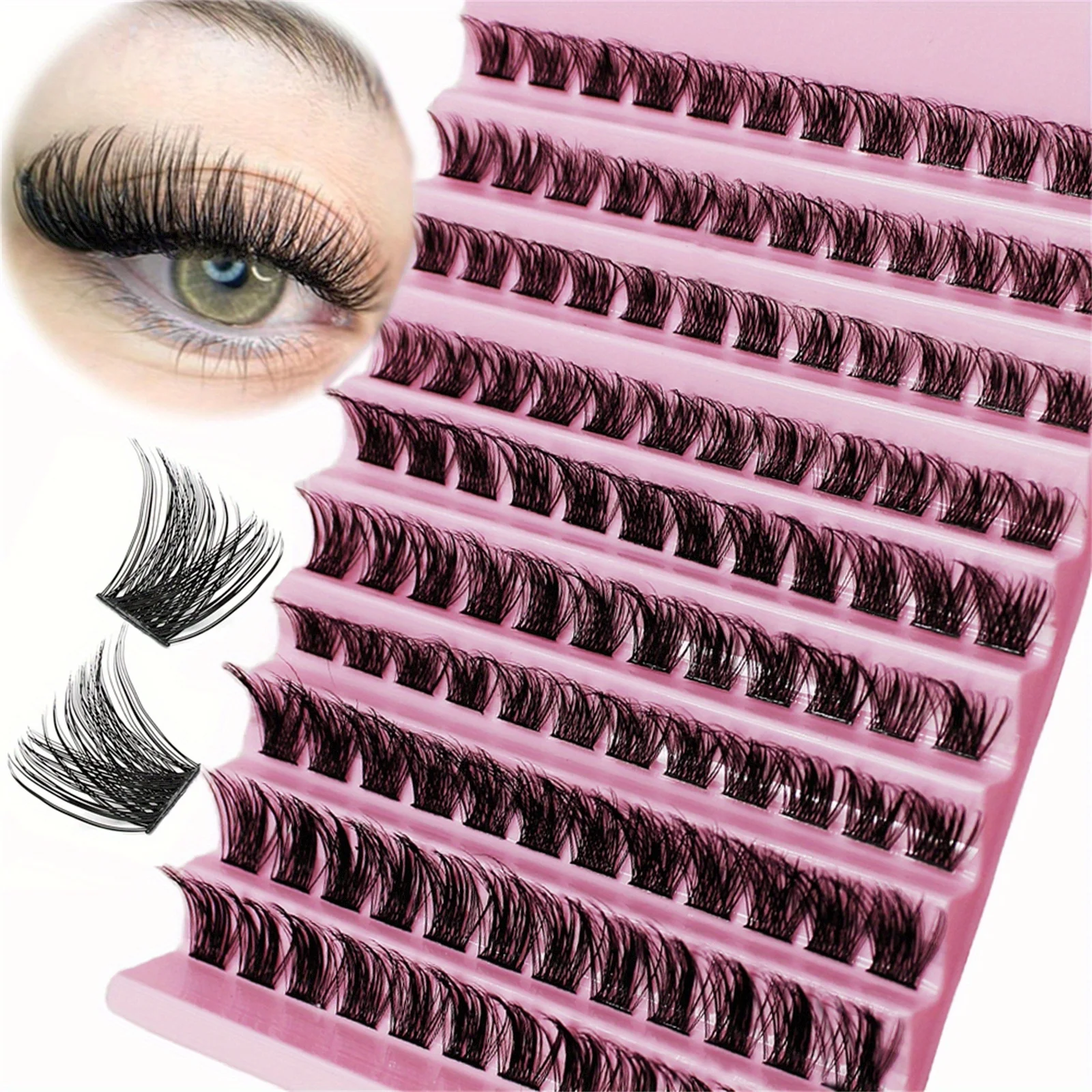 3Boxes(360pcs) D Curl Lash Clusters for Natural & Wispy Look - DIY Fluffy Individual Lash Extensions, Mix Lengths 8-16mm