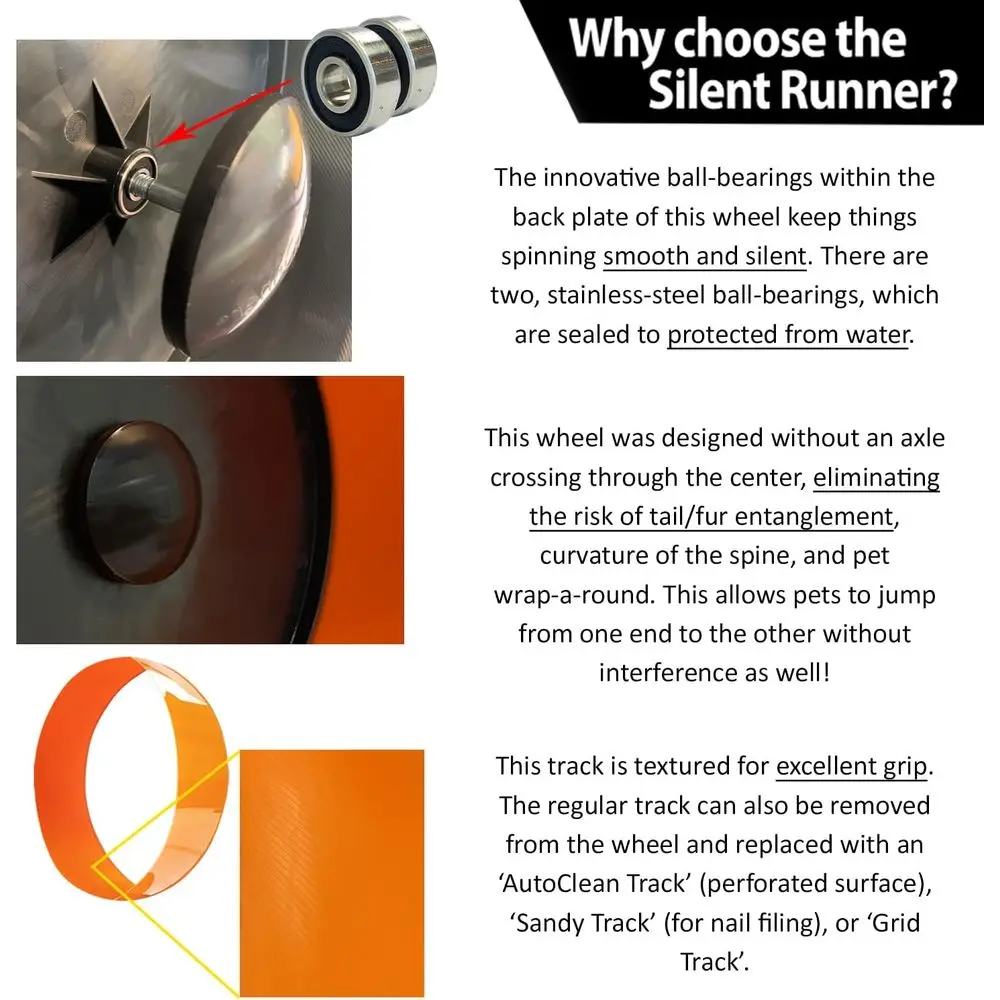 Silent Runner 12" Regular Wheel + Sandy Track + Cage Attachment - Pet Exercise Wheel Package Set - for Sugar Gliders, Female Rat