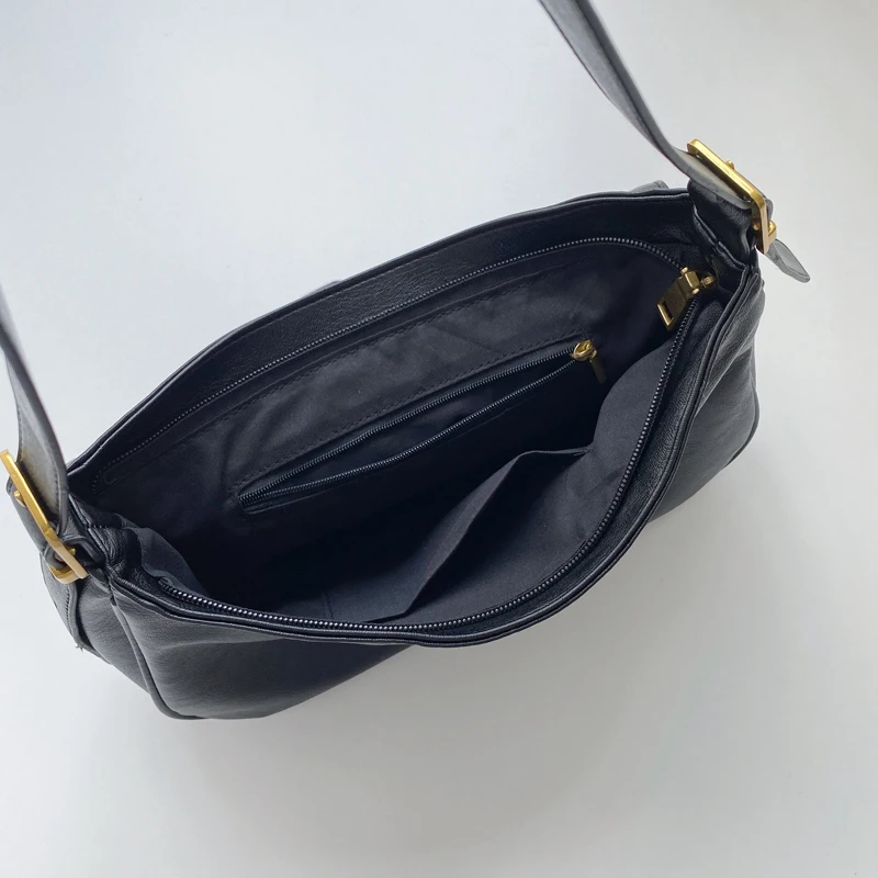 Torebki damskie Pu Leather Vintage solidna torba na suwak na ramię Flap duża pojemność torby pod pachami luksusowe torby damskie czarne