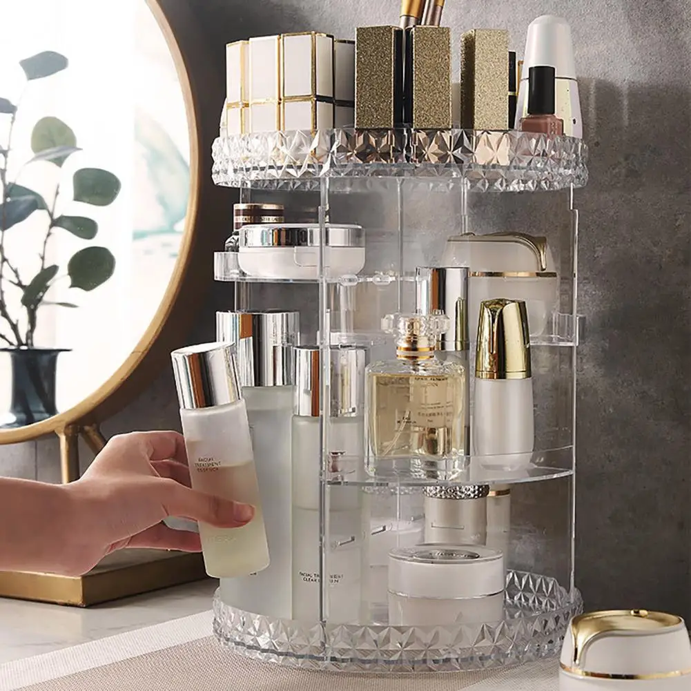 Makeup Organizer 360 Rotating with 8 Adjustable Layers Large-capacity Desktop Space-saving Cosmetic Storage Shelf