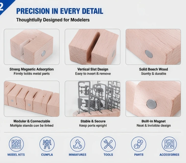 Ustar Model Tool Magnetic Base Plate Frame Splice Wooden Ua-90098
