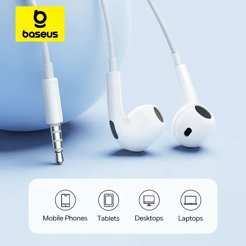 Baseus HZ19 Wired Earphone 3.5mm Semi-in-Earphones For Xiaomi Samsung Huawei Mobile Phones Tablets Desktops Laptops Headphones