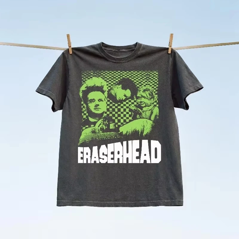 New Vintage T Shirts Rubber Head Movie Pattern T-shirt David Lynch Movie Theme T-shirt Y2k Fashion Streetwear Casual Print Tees