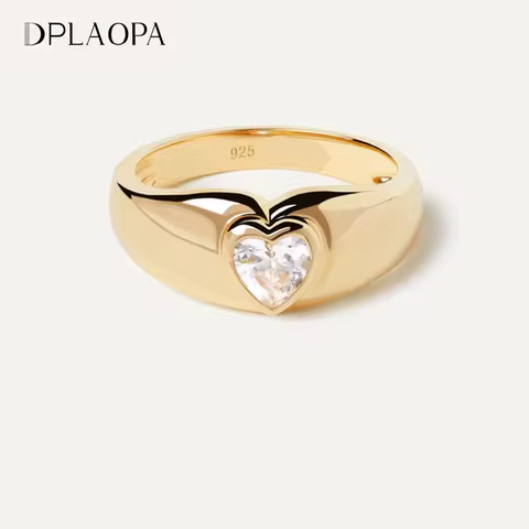 DPLAOPA 925 Sterling Silver Gold Thick Band Big CZ Zircon Size Ring Women Luxury Fine Jewelry 2023 Fine Jewelry Crystal