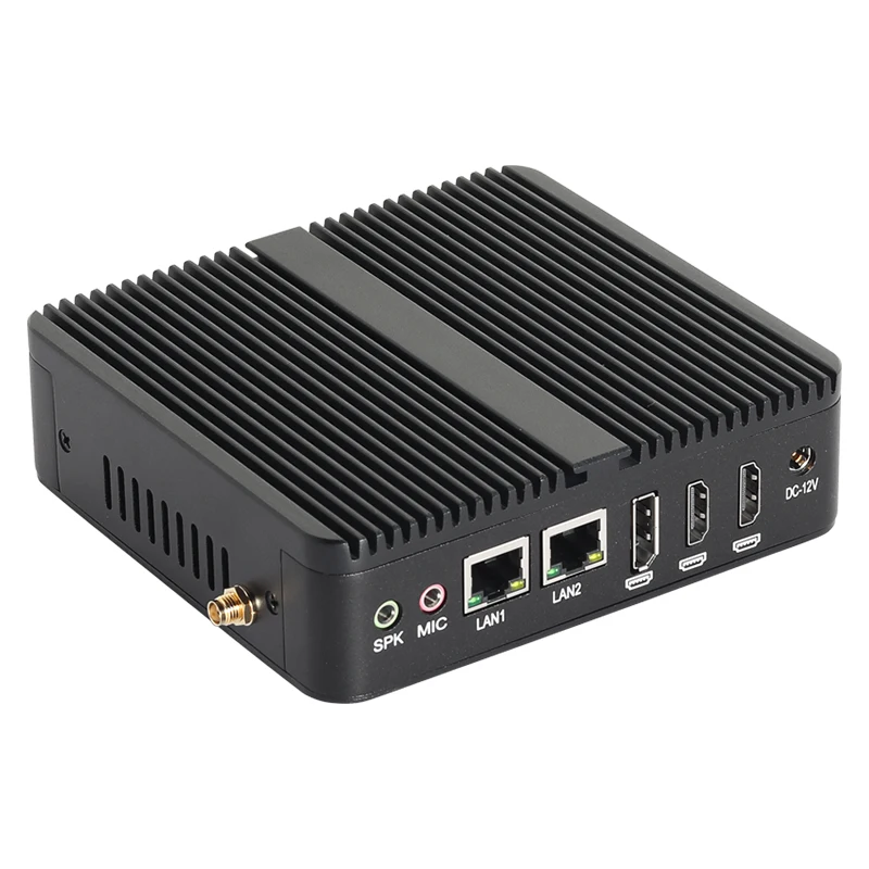 Công Nghiệp Máy Tính Mini PC Intel Celeron J6412 8GB DDR4 128GB M.2 NVMe SSD 2x COM RS232 2x GbE LAN 3x Màn Hình 4x USB Windows 10/11 Linux