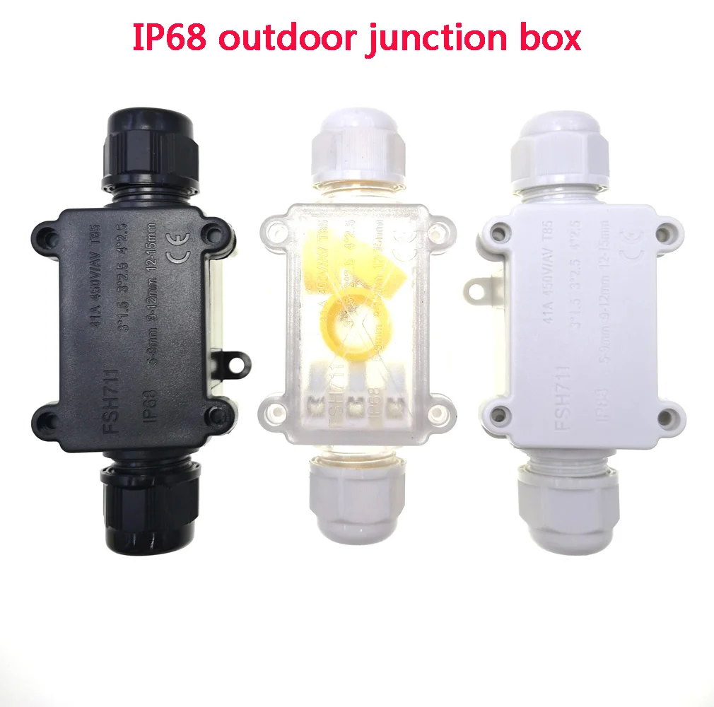 

2Way Outdoor Waterproof Junction Box IP68 LED Terminal Block 2P 5-15mm Electrical Wiring Accessories 450V 41A Flame Retardant