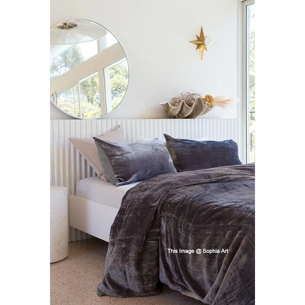 الفاخرة رايون المخملية بوهو حاف مجموعة غطاء الصلبة المتضخم الملك الحجم الفراش المعزي غطاء رمادي 120x120 #3