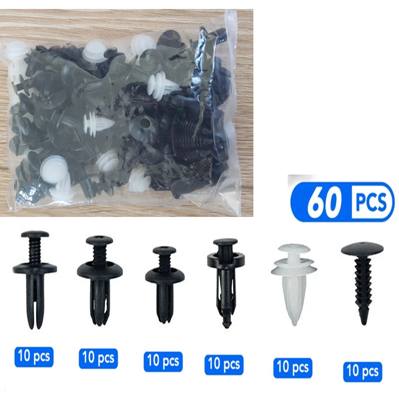 60pcs Auto Fastener Clip Mixed Car Body Push Retainer Pin Rivet for Suzuki Grand Vitara Samurai Swift Jimny Sx4 Samurai