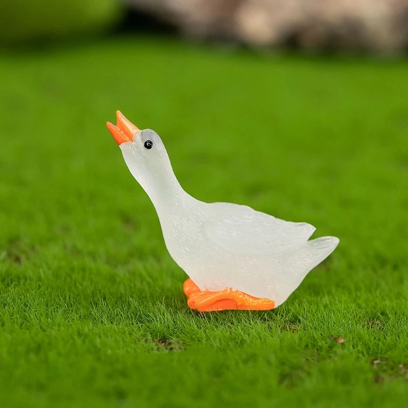 3pcs Miniature Resin White Gooses Figurine Mini Animal Resin Statues Ornaments for Home Garden Lawn Decoration