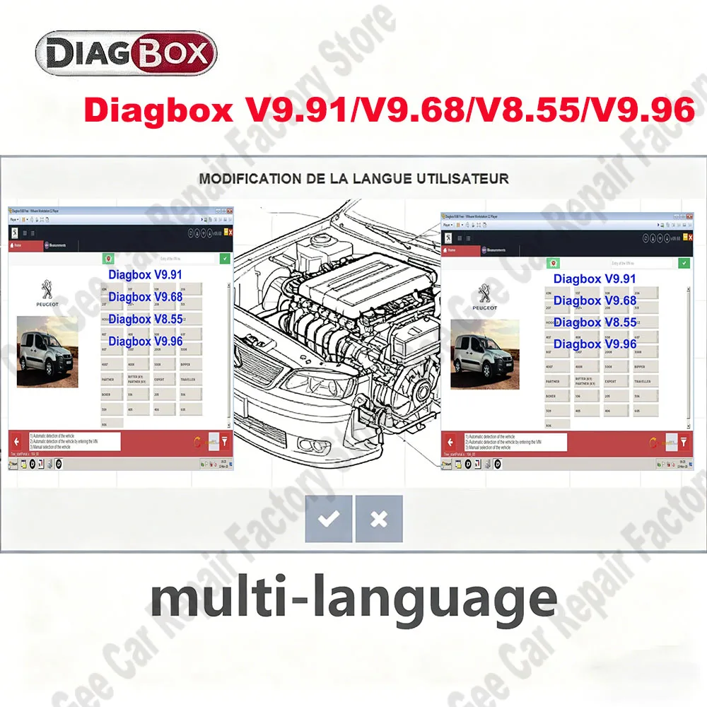 

New Diagbox V9.96/V9.91/V9.68/V8.55 Car Maintenance Tool ⭐All in 1 for European models 9 Languages✅OBD2 Scanner ECU Coding