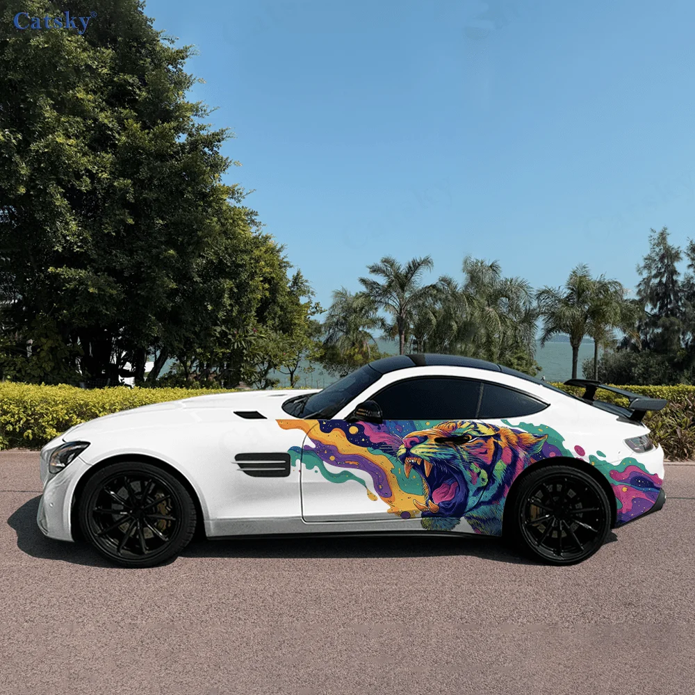 

Звездное небо, ревущий тигр, автомобильные виниловые наклейки, самоклеящаяся наклейка из ПВХ, подходит для грузовиков, внедорожников, декор, автоаксессуары, подарок