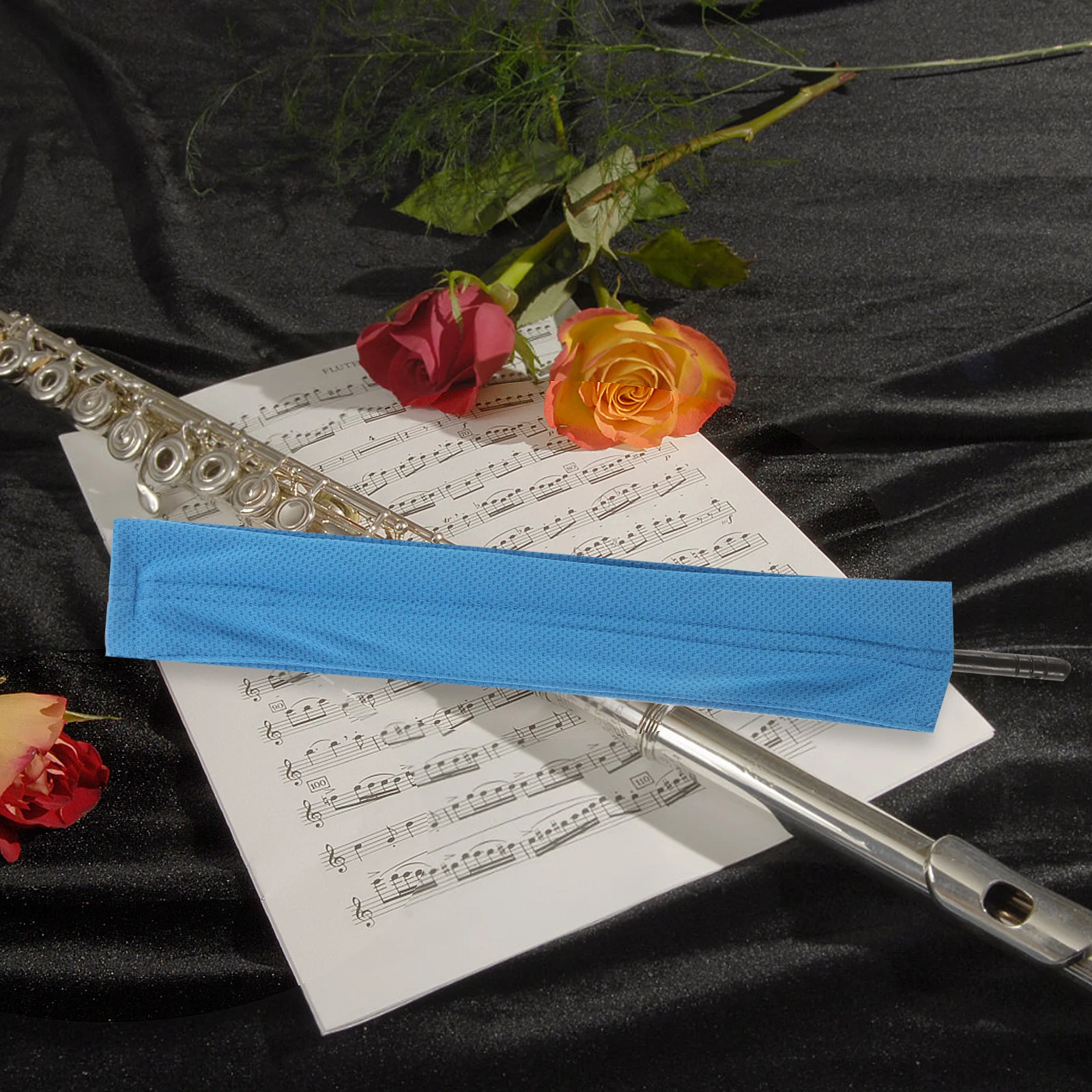 Acessórios para flauta pano de limpeza com haste especializada costurada eficiente limpeza pano de limpeza para instrumentos musicais