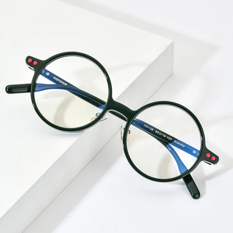 HEPIDEM Acetate Glasses Frame Men Brand Designer Round Women Nerd Eyeglasses Japanese Handmade Spectacles Vintage Eyewear 9158