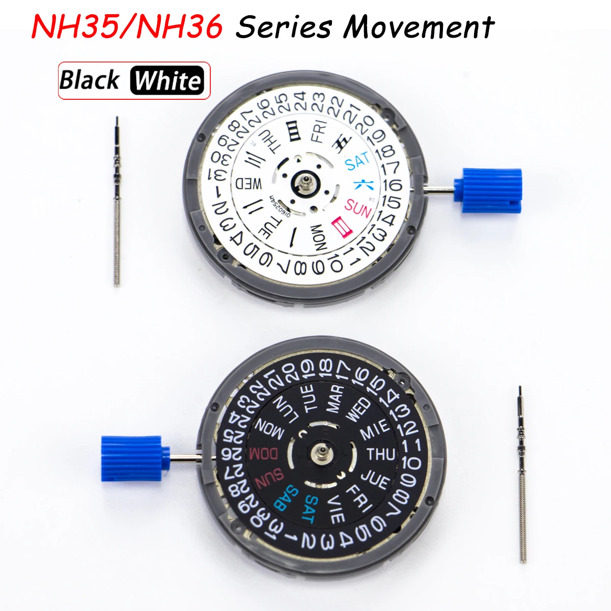 Japan Genuine NH35A NH36A Automatic Movement White Day-Date 3 6 Crown O'Clock 24 Jewels NH36 4R36A Modified Watch Parts