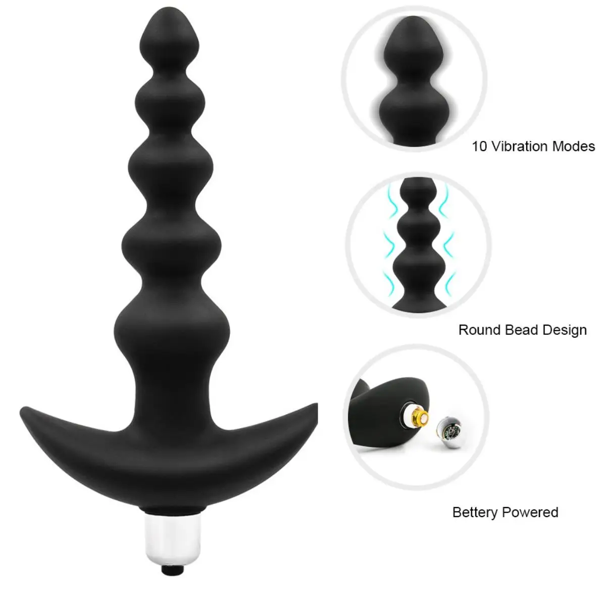 Vibrating Anal Beads Anal   Silicone  with 10 Vibration Modes Anal  Prostate Massager Waterproof Adult Sex Toy for Men, Women and Couples view 3