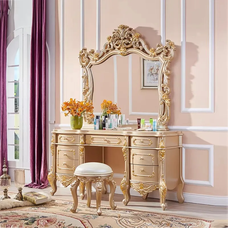 Luxury high class carved dresser  home furniture bedroom  with mirror and drawers