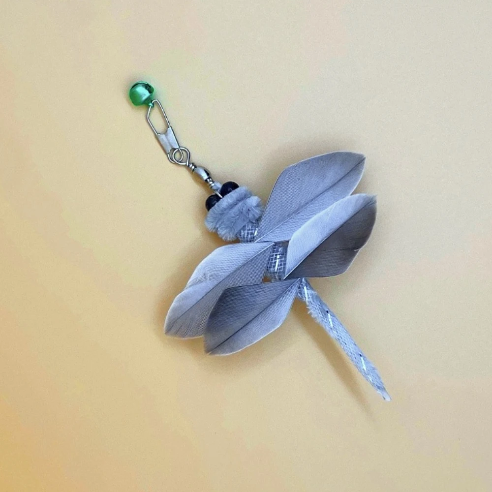 2pcs/3pcs Gray Feather Bell Replacement Head Cat Teaser Stick Change Heads Toys Interactive Pet Supplies