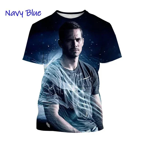 New Fashion Paul Walker Cool Street Style Fast and Furious Paul Walker 3D Printed T-shirt Hip-hop Short-sleeved T-shirt