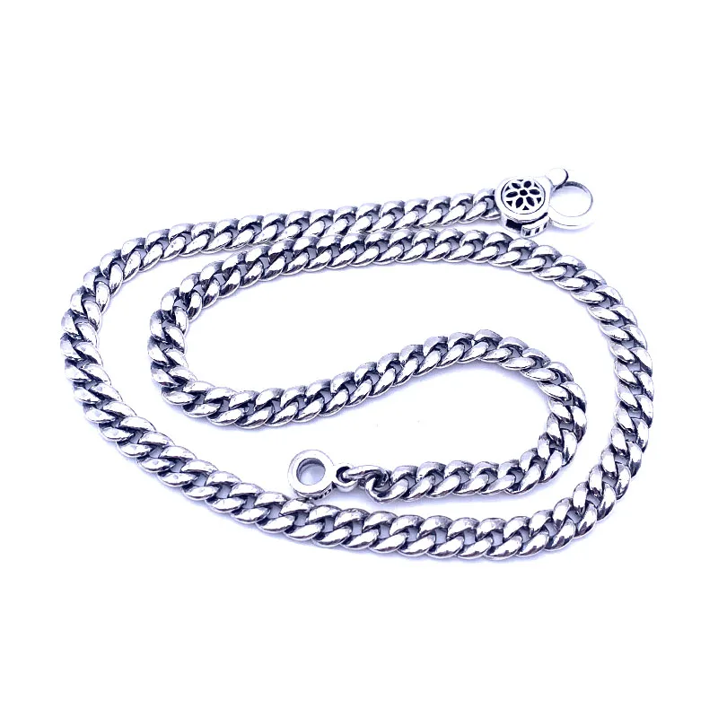 

S925 sterling silver cherry blossom buckle vest necklace personalized retro fashion hip-hop fashion bar chain for men and women