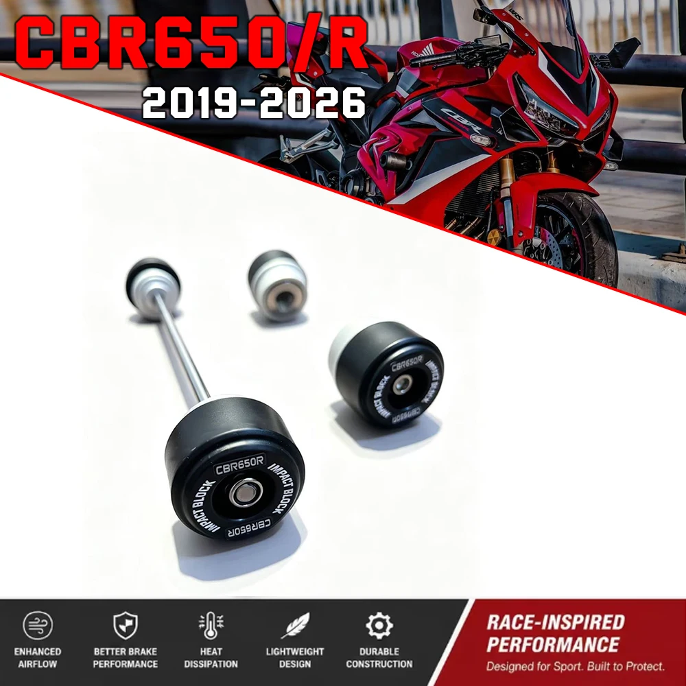 For Honda CBR650R (2019-2026) & CB650R – Front/Rear Axle & Fork Collision Sliders with Wheel Landing Protectors