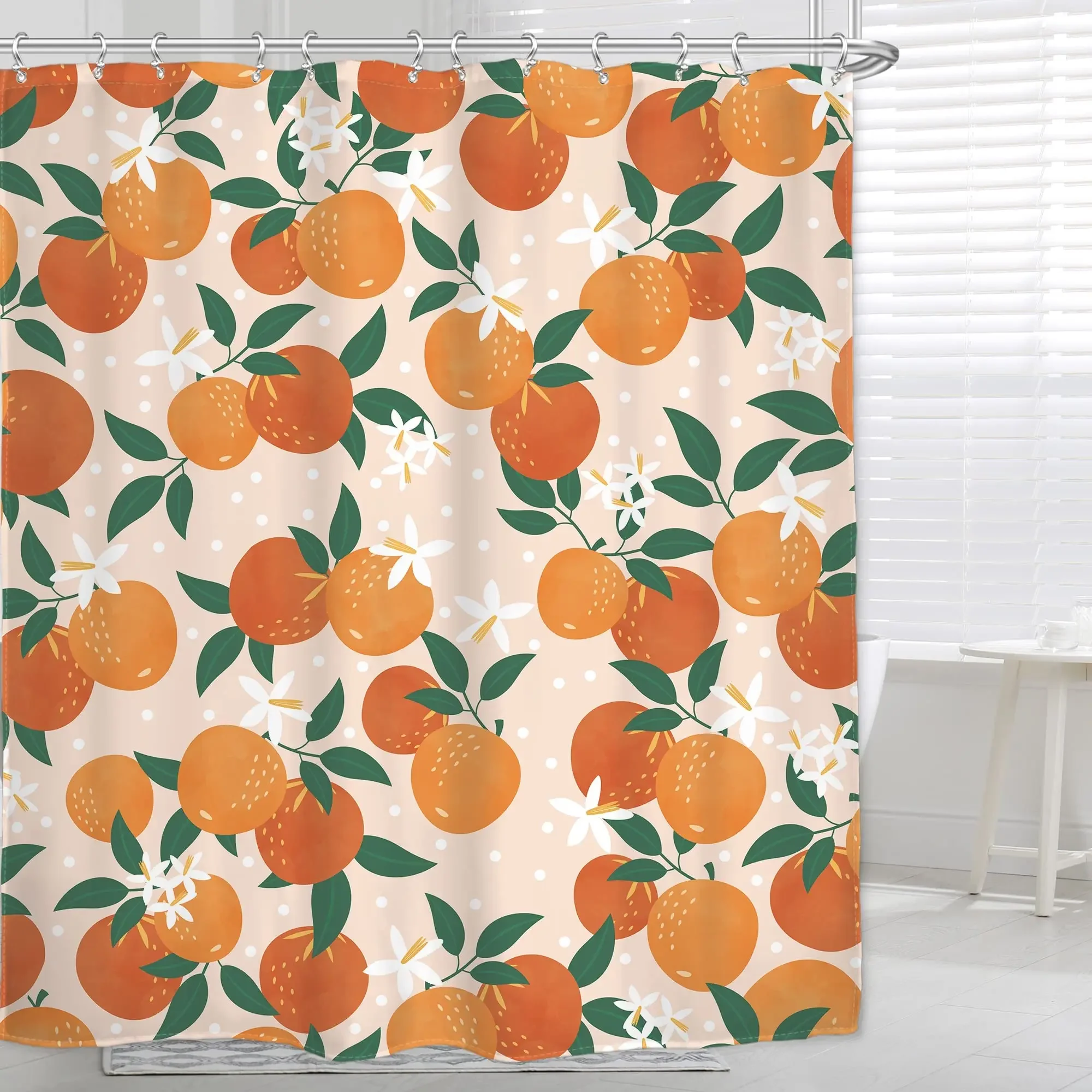 Fruit Shower Curtain Watercolor Orange Peach Lemon Strawberry Orange Papaya Cute Colorful Bathroom Decorative Shower Curtains