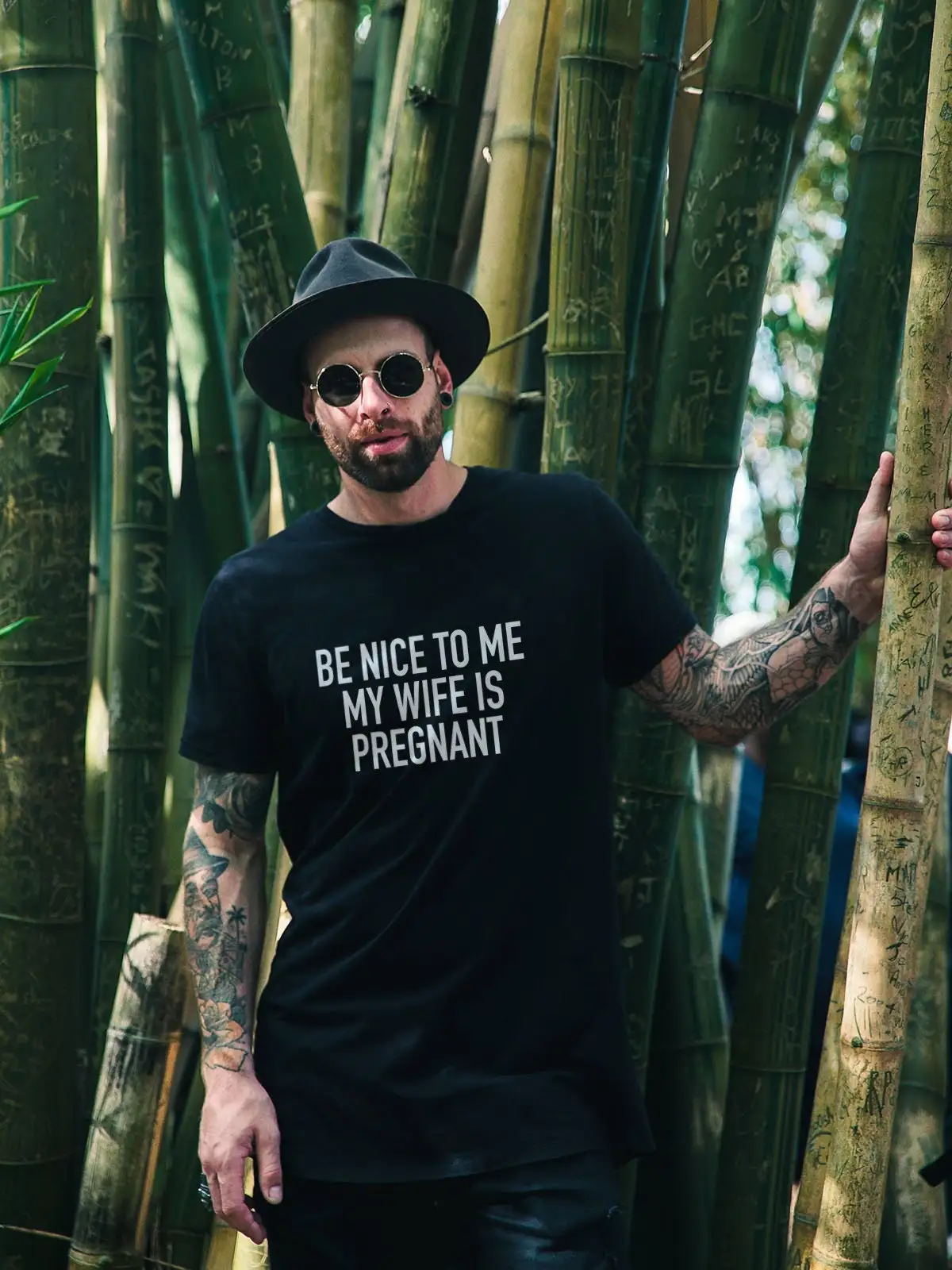 Lustiges Schwangerschafts-T-Shirt „New Dad To Be Top Nice My Wife Is Pregnant“, Vater, Babyparty, für schweres Rundhalsausschnitt