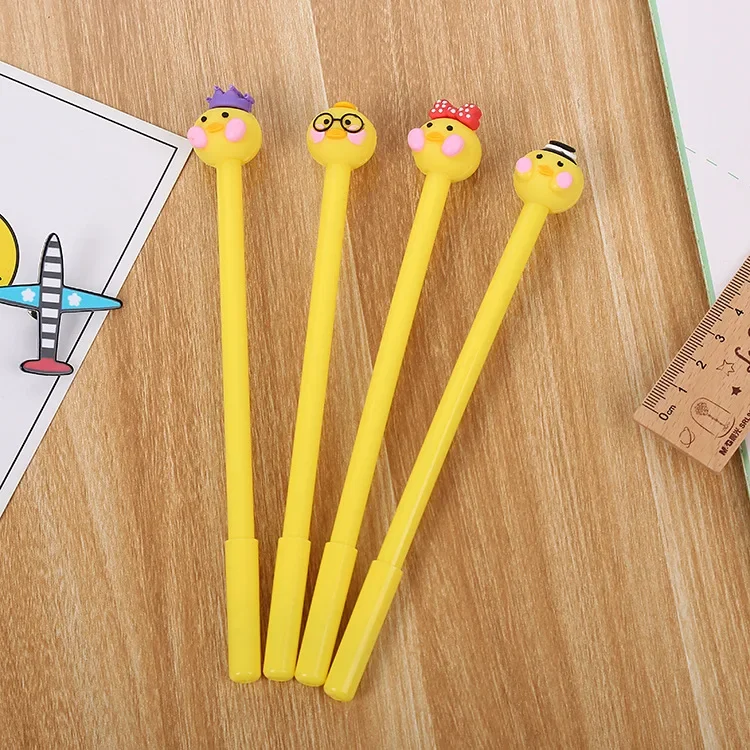 Creative Cartoon Silicone Head Ducklings Neutral Pen Students Fresh Office Lovely Stationery Pens Back To School