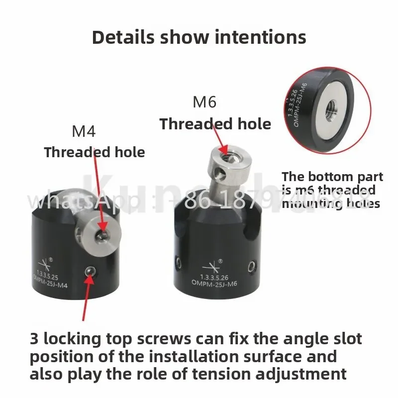 OMPM-25J Series, 25mm ball-joint mount, with M4/M6 threaded holes