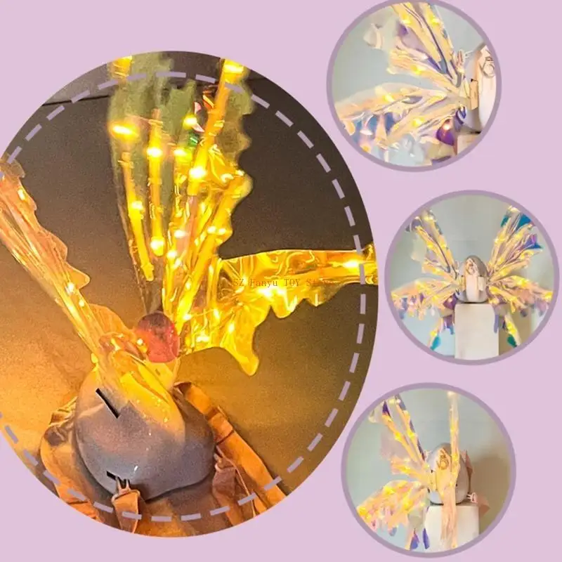96GC Electric ButterflyWing for Girl LED Flying Princess Fairy Wing Dress Up Costume Children School Dance Play Props